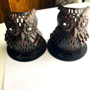 Party Lite little metal adorable Owls candle holdersNWOT